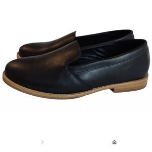Black Leather Slip-On Loafers for Women